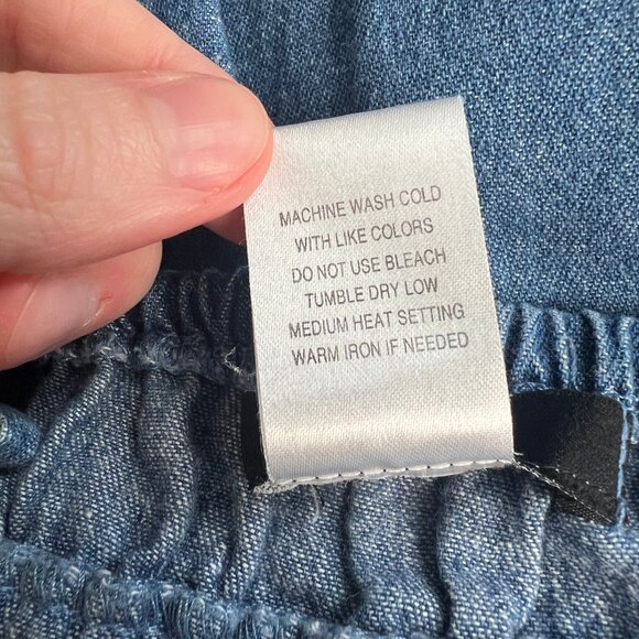 Vintage Tiered Maxi Denim Jean Dress Boho Coastal Cowgirl Western Bohemian Beach - Picture 8 of 9